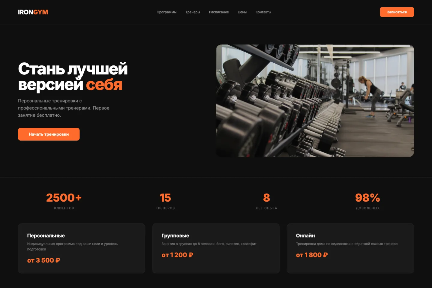 IRON GYM landing